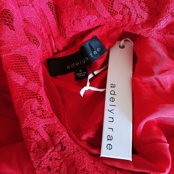 Adelyn Rae red lace sleeveless mini dress fit & flare size Small - Picture 6 of 9